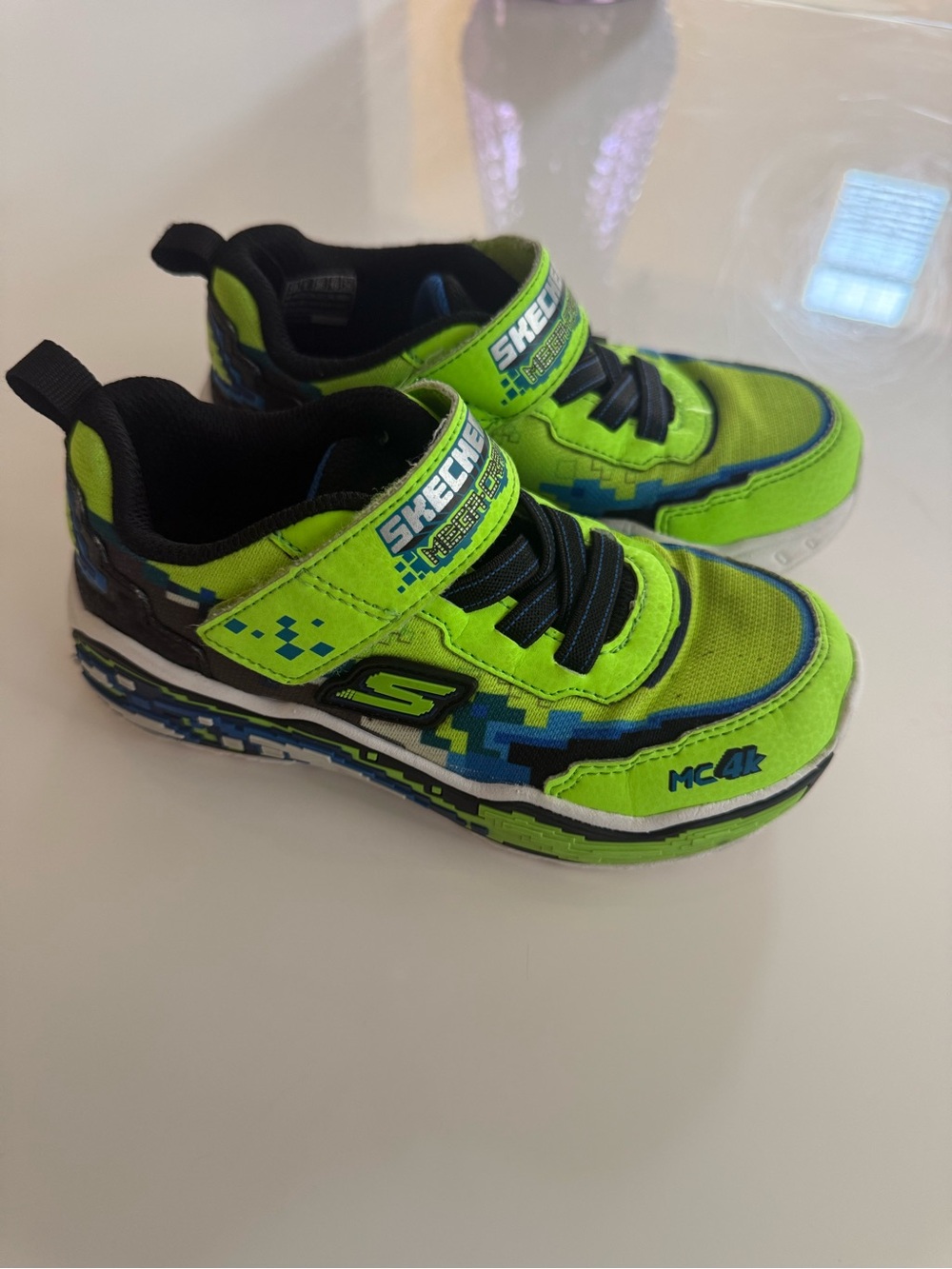 Skechers Kids Neon Green and Blue Mega Craft